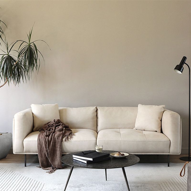 Modern Faux Leather Cushions Sofa Loose Back Tuxedo Arm Living Room Seating