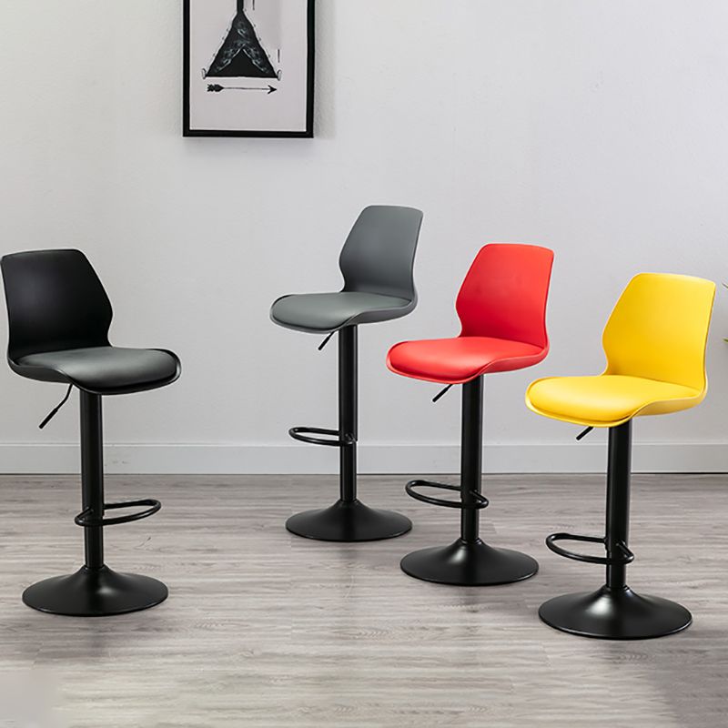 Height Adjustable Leather Barstool Industrial  Counter Stool with Backrest