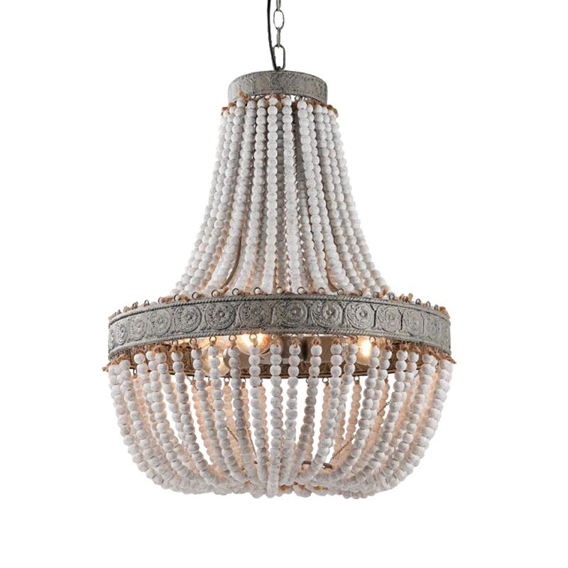 Rustic Basket-Shaped Pendant Lamp Wood Suspension Lighting Fixture for Dining Room