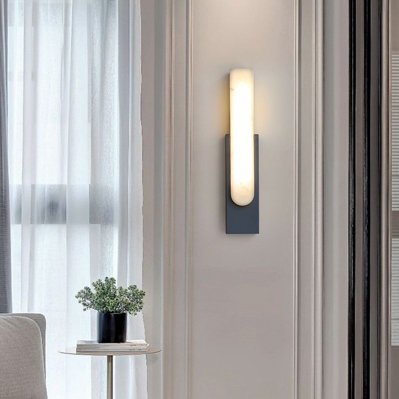 Stone Rectangular Wall Sconce Lighting Modern Style 1 Light Wall Lighting Fixtures