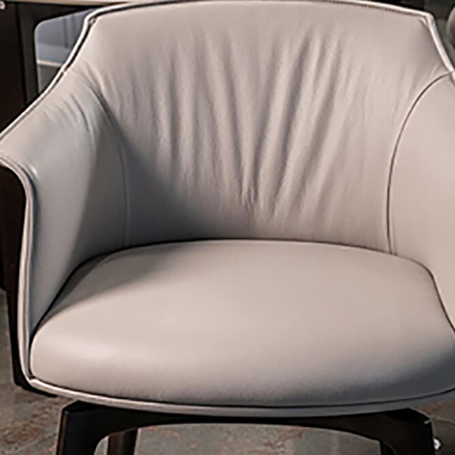 Modern Leather Armrest Fixed Backrest Black Base Upholstered Armed Chair