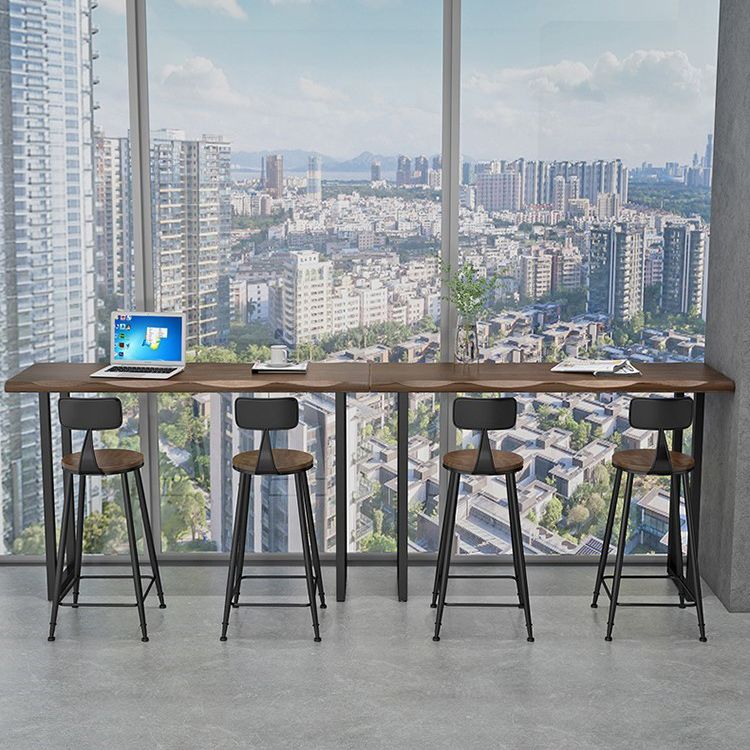 Industrial 1/3 Pieces Bar Table Set Rectangle Pine Wood Counter Table with High Stools
