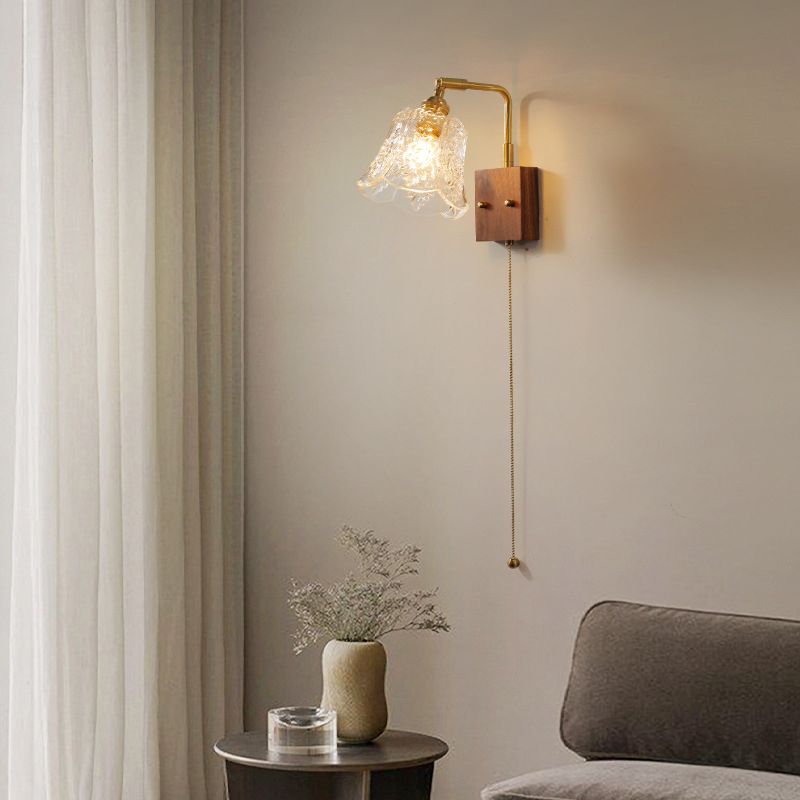 Modern Wood Curving Wall Sconce Geometric Shape Wall Light for Living Room