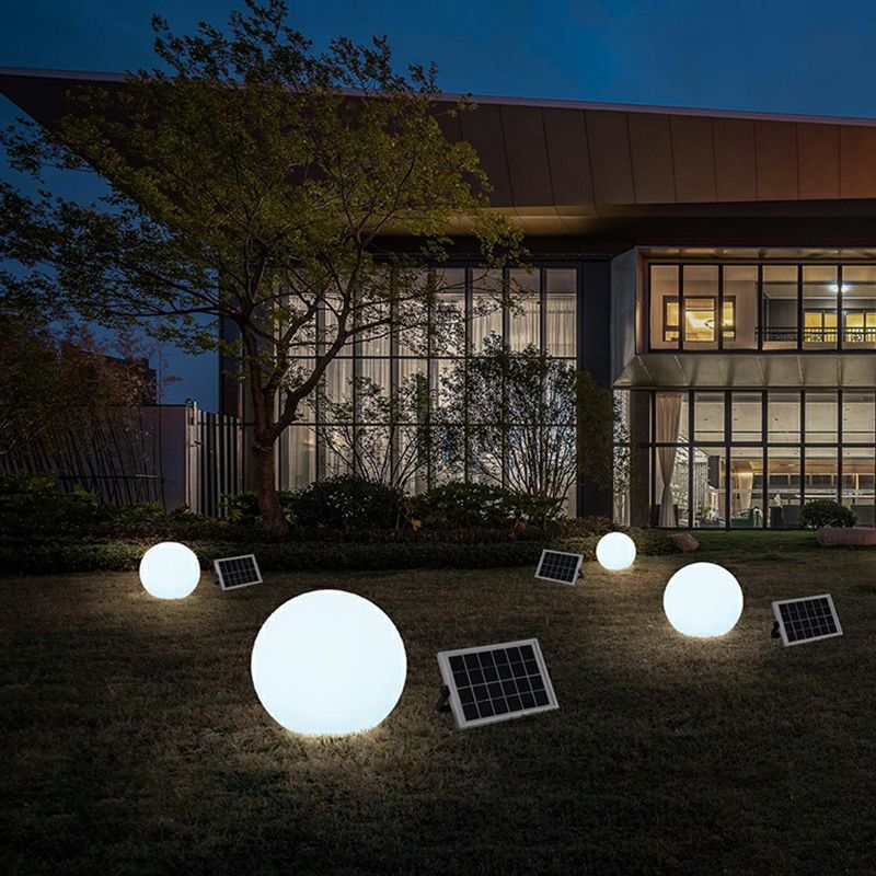 Solar Ball Plastic Lawn Light Simplicity White LED Ground Lighting for Courtyard
