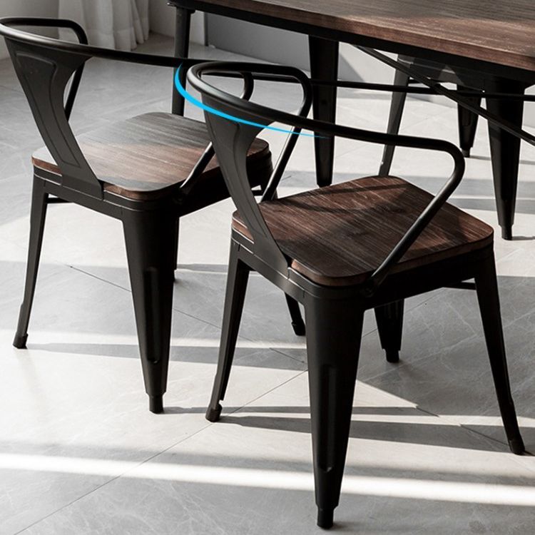 Industrial Dark Brown Dining Table Set 1/2/3/5 Pcs Solid Wood Dinette Set