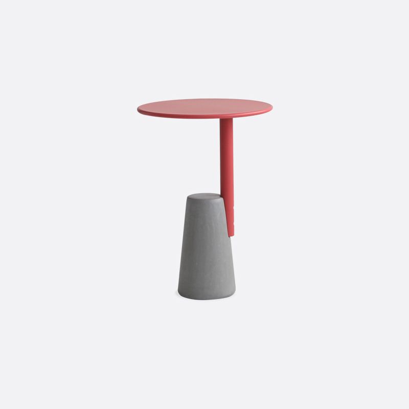 Modern Single Leg Base Solid Color Metal Round Top Coffee Table