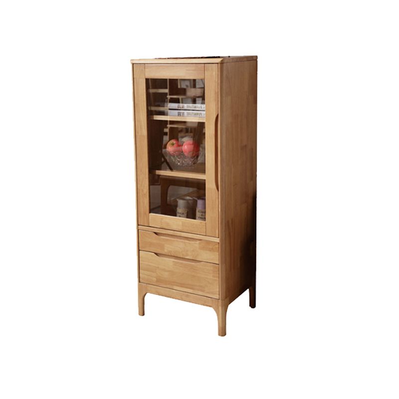 Two Drawer Accent Cabinet Rectangular Wooden and Glass 1-Door Cabinet