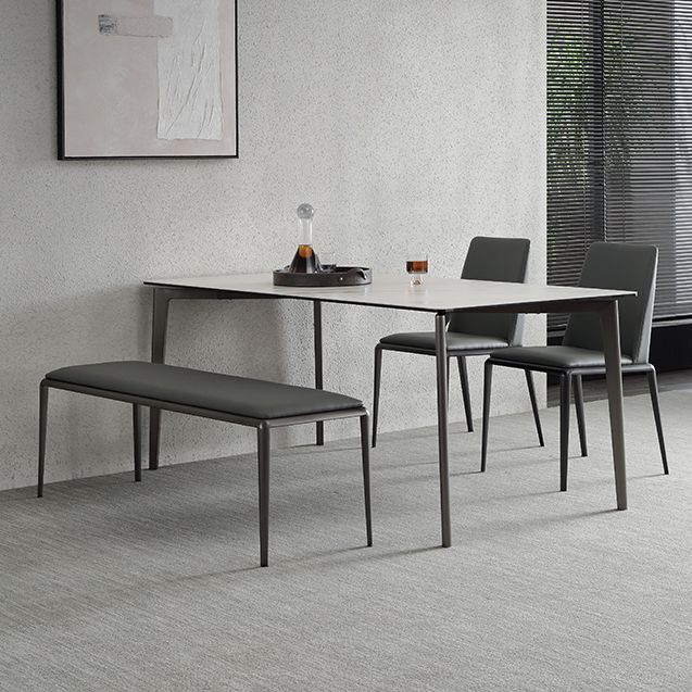 Mesa de comedor de piedra sinterizada, mesa rectangular de 4 patas de estilo lujoso para el hogar