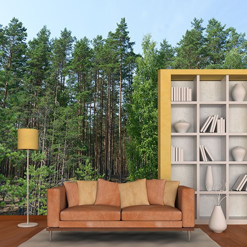 Modern Style Forest Mural Full Size Wall Art for Sleeping Room, Water Resistant