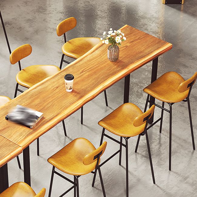 Industrial Armless Bar Stool Faux Leather Bar Chair with Metal Footrest