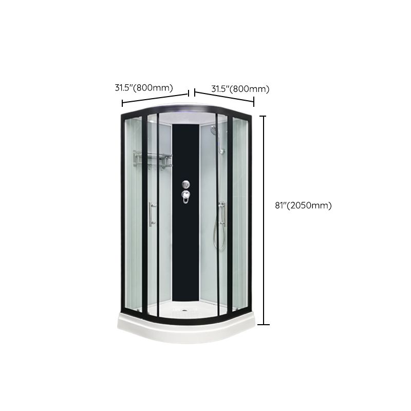 Round Easy Clean Glass Shower Stall Framed Double Sliding Shower Stall