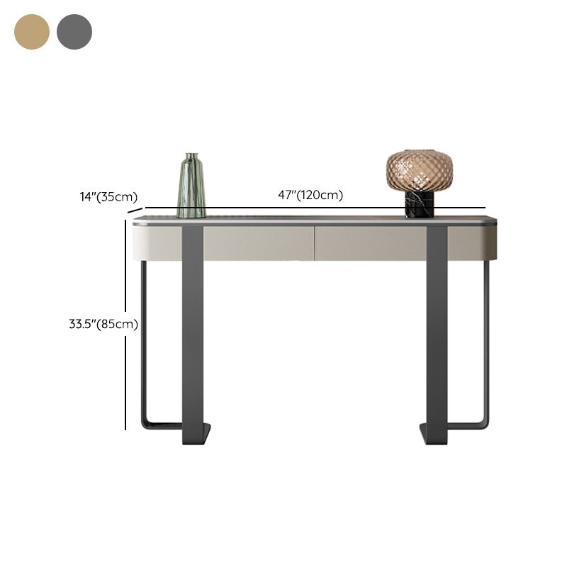 Stone Half Moon Accent Table Modern 33.46" Tall Console Table for Hall