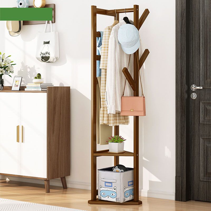 Wooden Entrance Hall Tree Modern Style Home Floor Coat Hanger