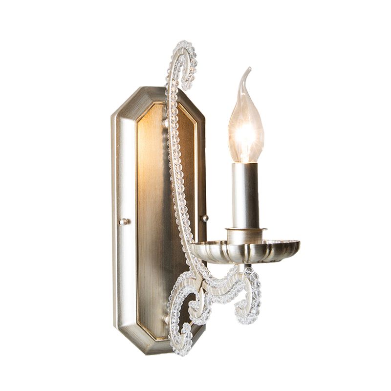 Silver 1/2 Bulbs Wall Lamp Countryside K9 Crystal Candelabra Wall Mount Light for Living Room