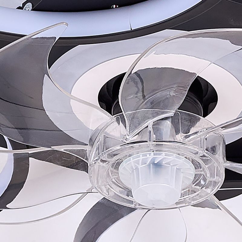 Nordic Style Iron Ceiling Fan Lamp Geometry 6 Gears LED Ceiling Fan Light for Bedroom