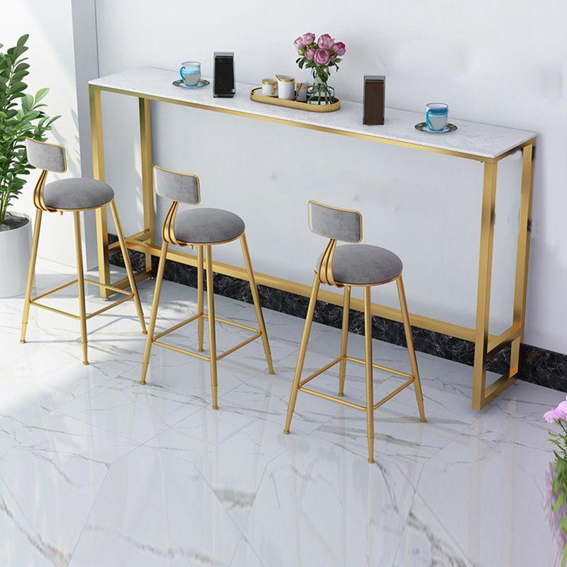 Modern Style Pub Table 41.3-inch Faux Marble Top Table with Gold Base
