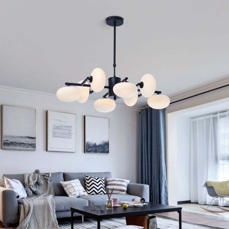 8/12 luci lampadario soggiorno con design ovale in vetro in vetro oro/kit lampada a led a led nero