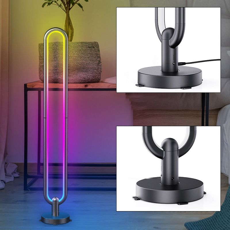 Oval Shaped Bluetooth Floor Light Modern Metal Bedroom RGB Standing Light