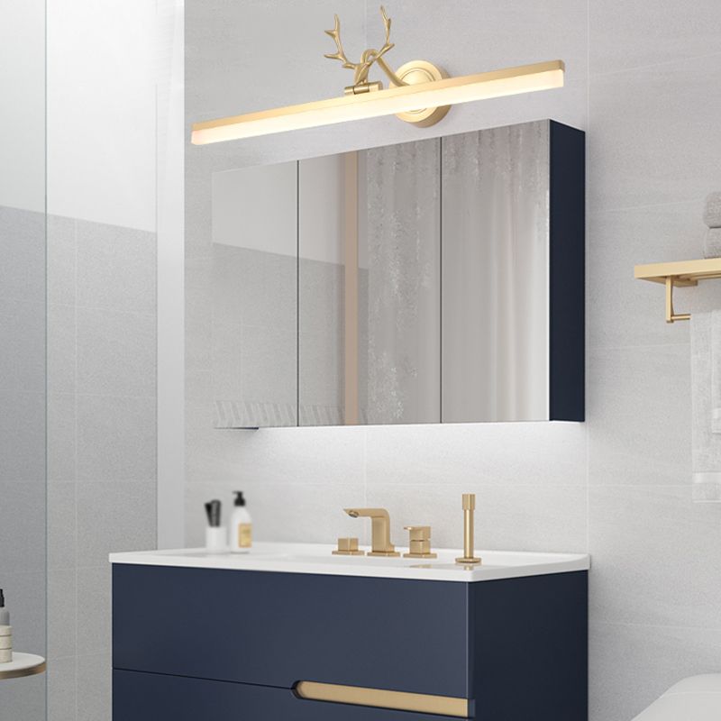 Linear Modern Style Vanity Light Metal 1 Light LED Mirror Light for Bathroom in Gold