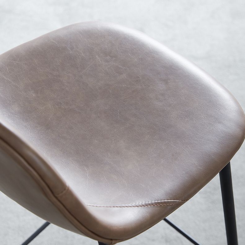 Modern Style Armless Counter Stool Faux Leather Low Back Bar Stool for Indoor