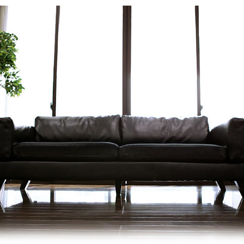 Faux Leather Sofa Modern 25.98" H Cushions Couch in Black/Brown