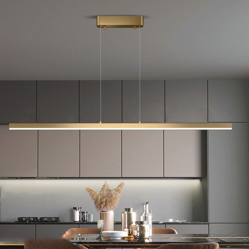 Gold Aluminum Island Lamps Linear Restaurant LED Pendant Lights with Acrylic Shade