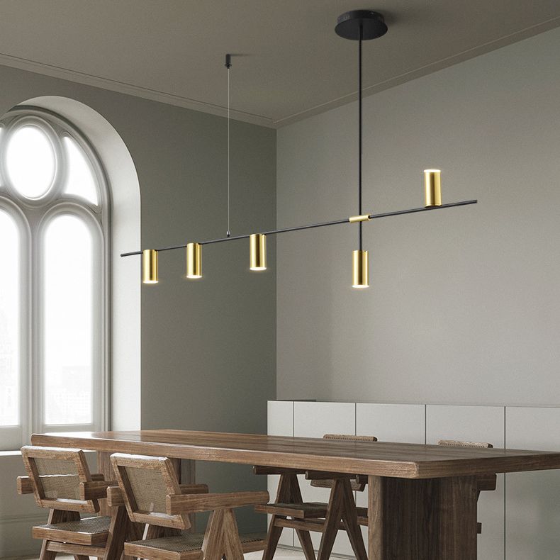 Accesorio de iluminación de la isla de la sala de comidas lámpara de lámpara moderna con sombra de metal lineal