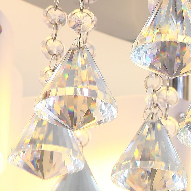 Lampada in metallo in metallo argento moderno illuminazione a soffitto per camera da letto multipla con tonalità di vetro