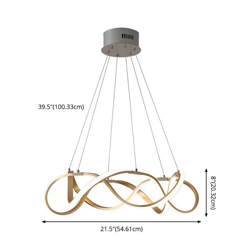 Aluminium LED Hanging Lamp in Modern Luxury Style Acrylic Linear Pendant Light for Living Room