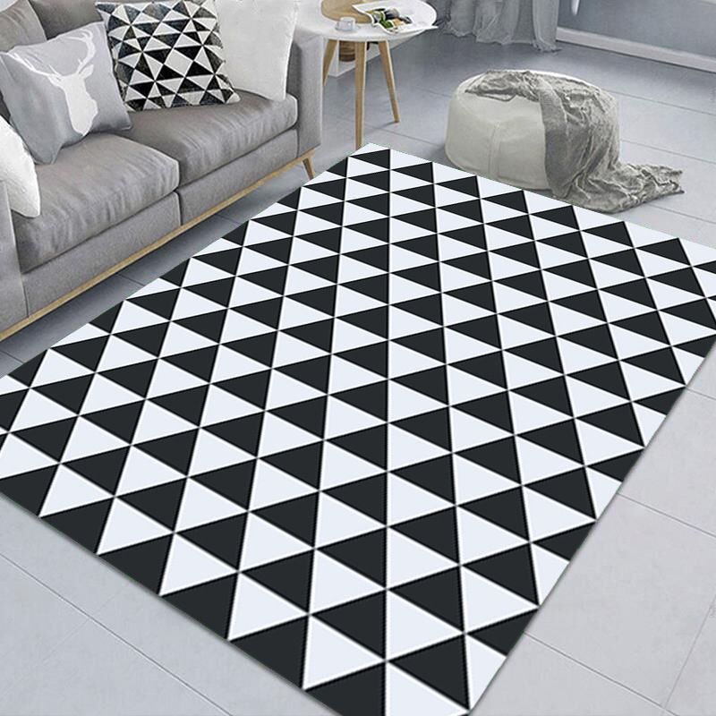 White Simple Rug Polyester Abstract Pattern Rug Non-Slip Backing Rug for Living Room
