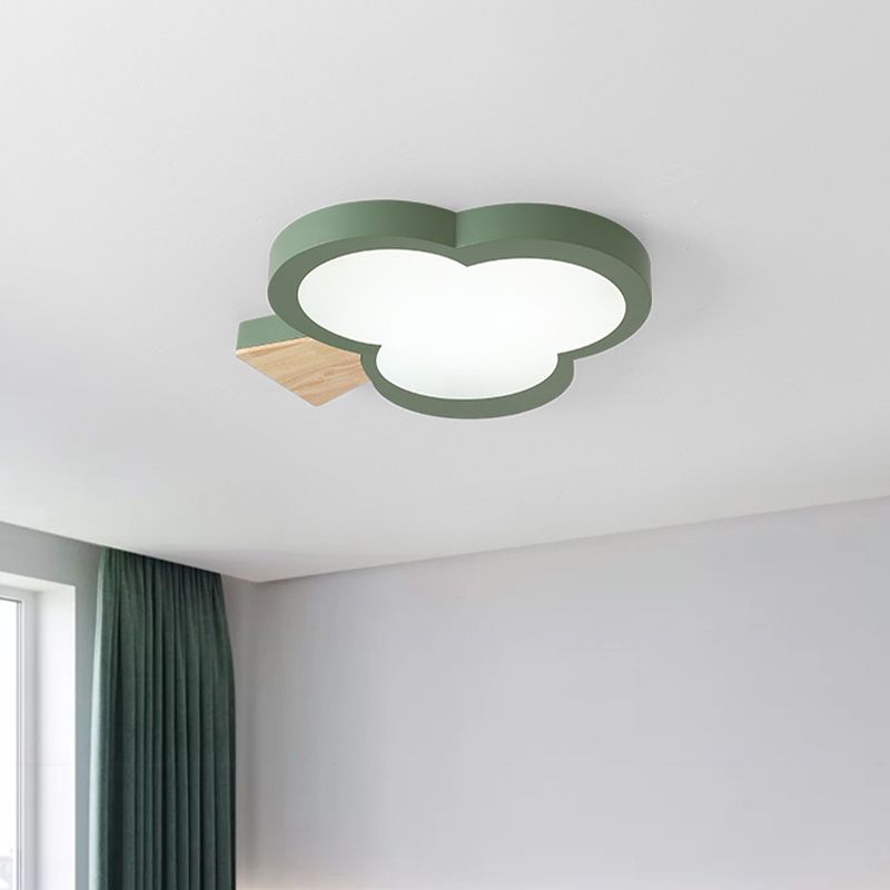 Modern Led Close to Ceiling Light with Acrylic Shade Gray/White/Green Tree Flush Mount Lamp