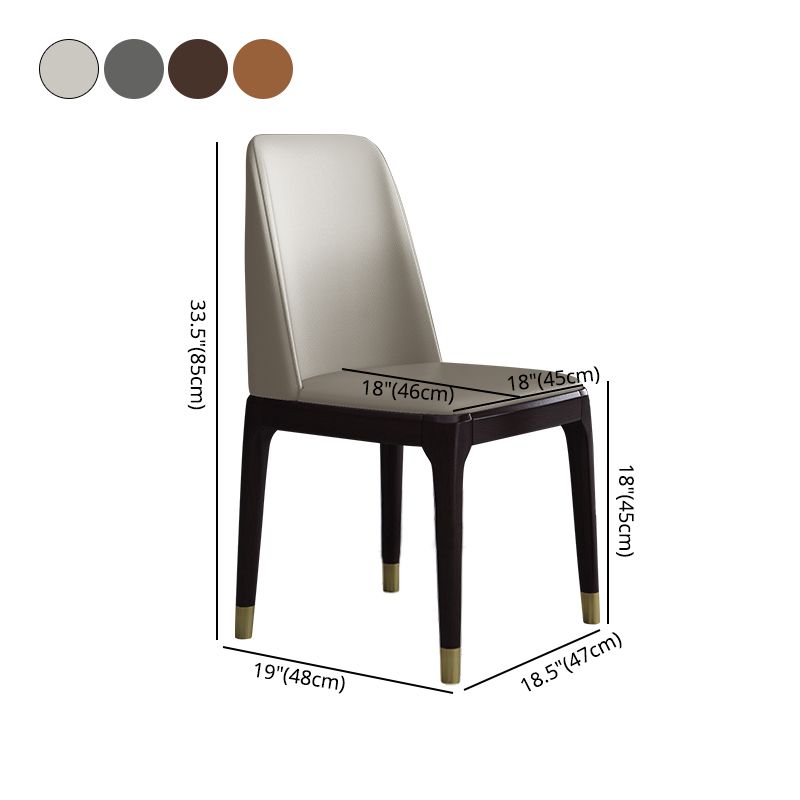Home Armless Dining Chair Dining Side Chairs with Wood Legs (Set of 2)