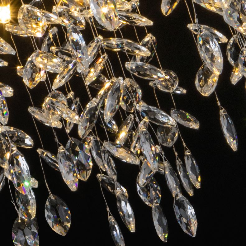 Goldene Aluminiumzweige geformte Kronleuchter transparente Kristalltropfen rustikaler Vintage -Anhänger Licht