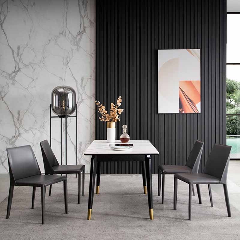 Silla de comedor de cuero de silla de montar con respaldo sólido de restaurante estilo diseñador