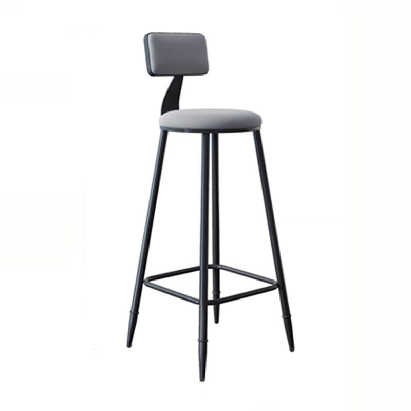 Modern Armless Backrest Counter Stool Steel Kitchen Bar Stool with Cushion and Pedal