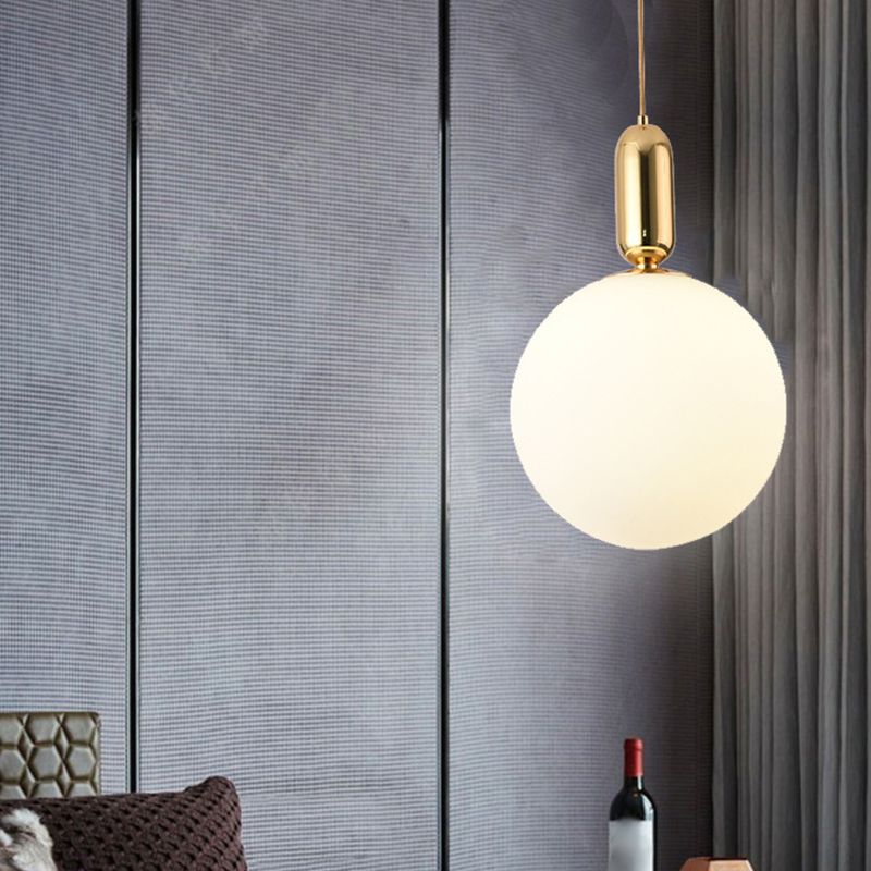 1 Light Spherical Hanging Ceiling Light Modern Style Glass Hanging Lamp Kit