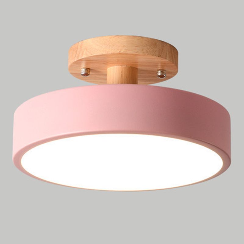 1 Light Cylindrical Ceiling Light Modern Macaron Style Metal Ceiling Lighting for Bedroom