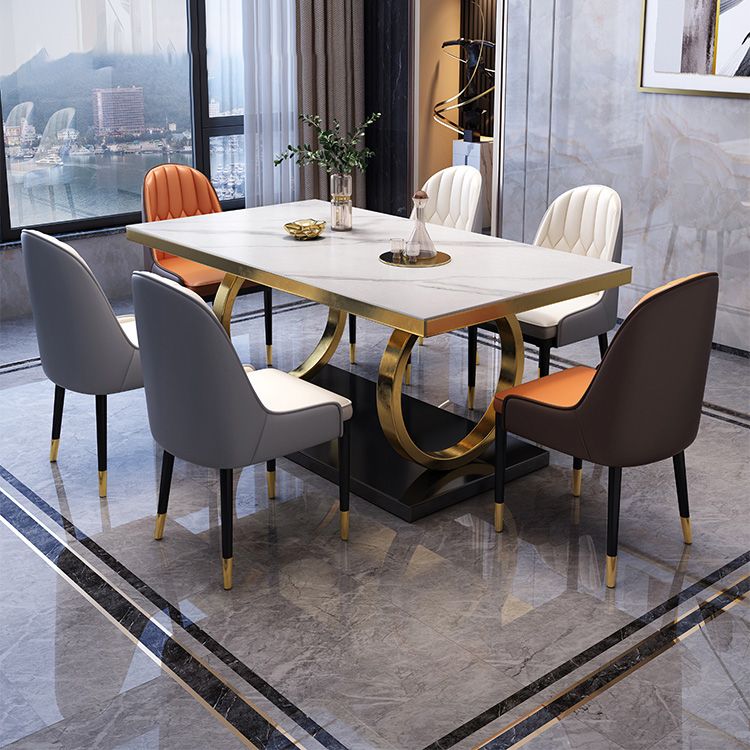 Glam Dinette Table Rectangle Stone Dining Room Table for Home