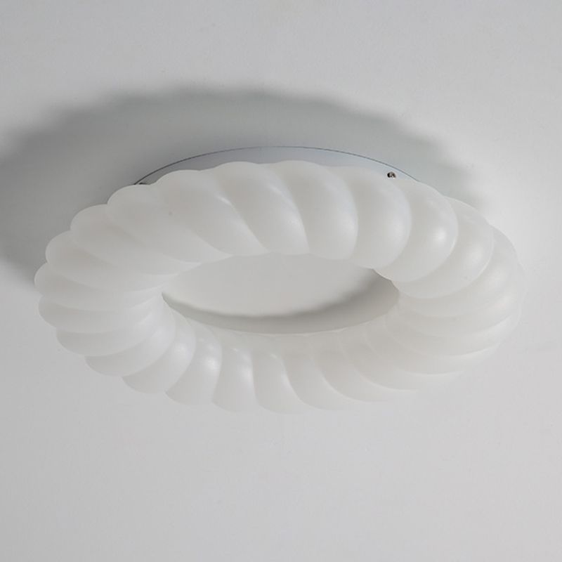 White Shaded Ceiling Light Contemporary LED Flush Mount Lighting for Home