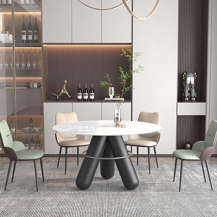 Chaises de salle à manger contemporaines en métal, chaises sans bras en cuir PU pour usage domestique