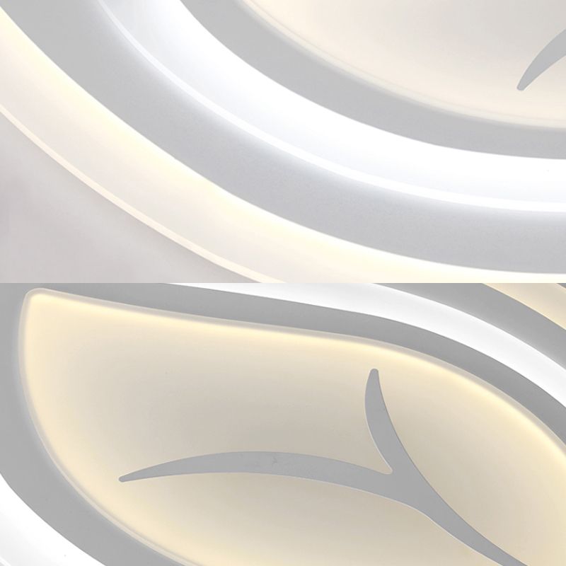 White Leaf Flush Mount Modern Acrylic 21.5"/25.5"/33.5" Wide LED Ceiling Light in Warm Light/White Light/Remote Control Stepless Dimming