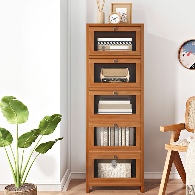 Modern Brown Accent Cabinet with Acrylic Doors Rectangle Cabinet