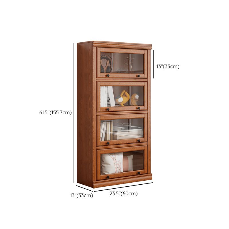 Wooden Contemporary Bookcase Standard Closed Back Bookshelf with Cabinets