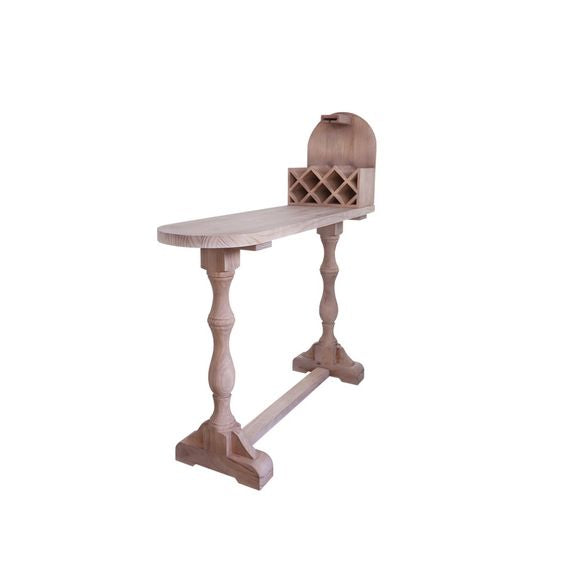 Industrial Style Bar Table Wood Specialty Top 41.3"H Bistro Table with Wine Rack