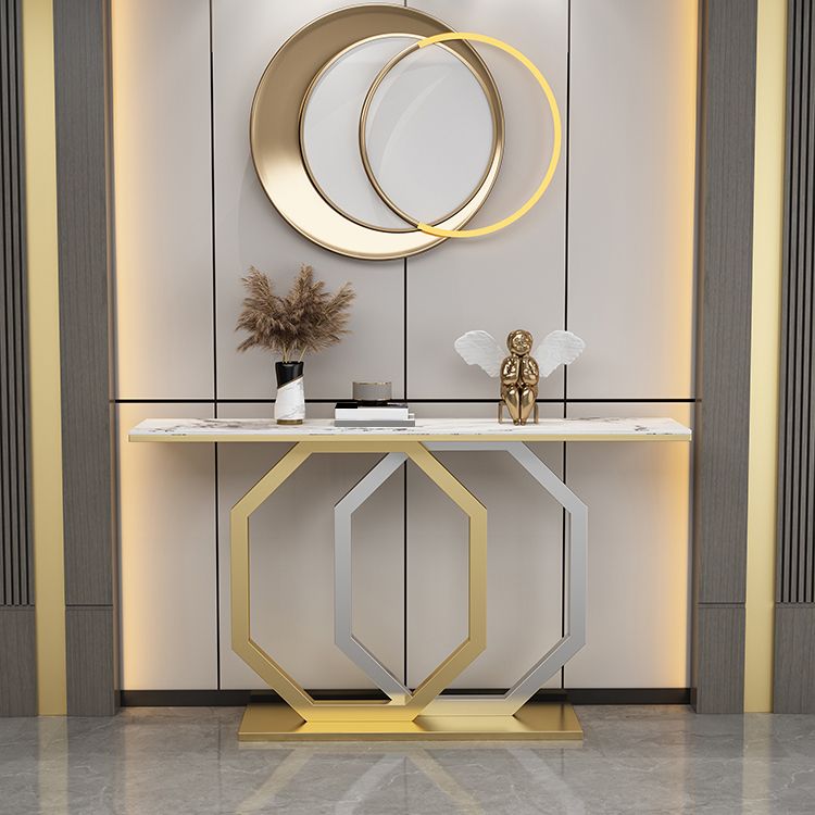 Glam Console Accent Table Antique Finish Sofa Table in Stone