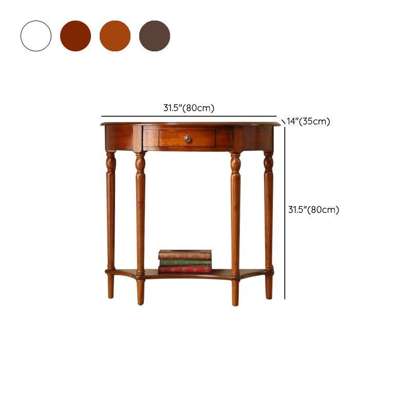 Wood Mid-Century Modern Console Table Half Moon Single Drawer Sofa Table