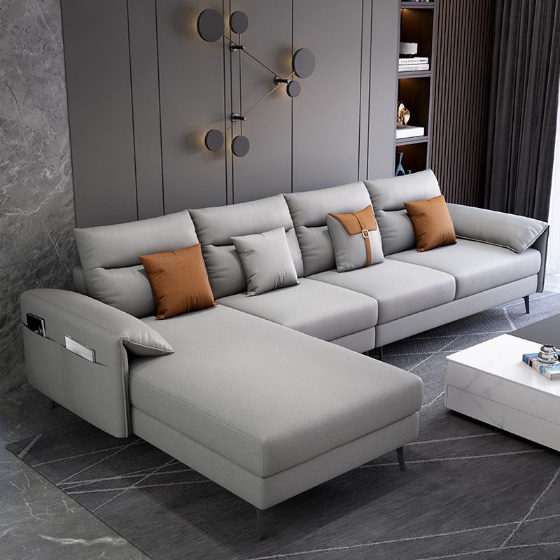Contemporary Sectional with 4 Pillows Back and Storage Pillow Top Arm