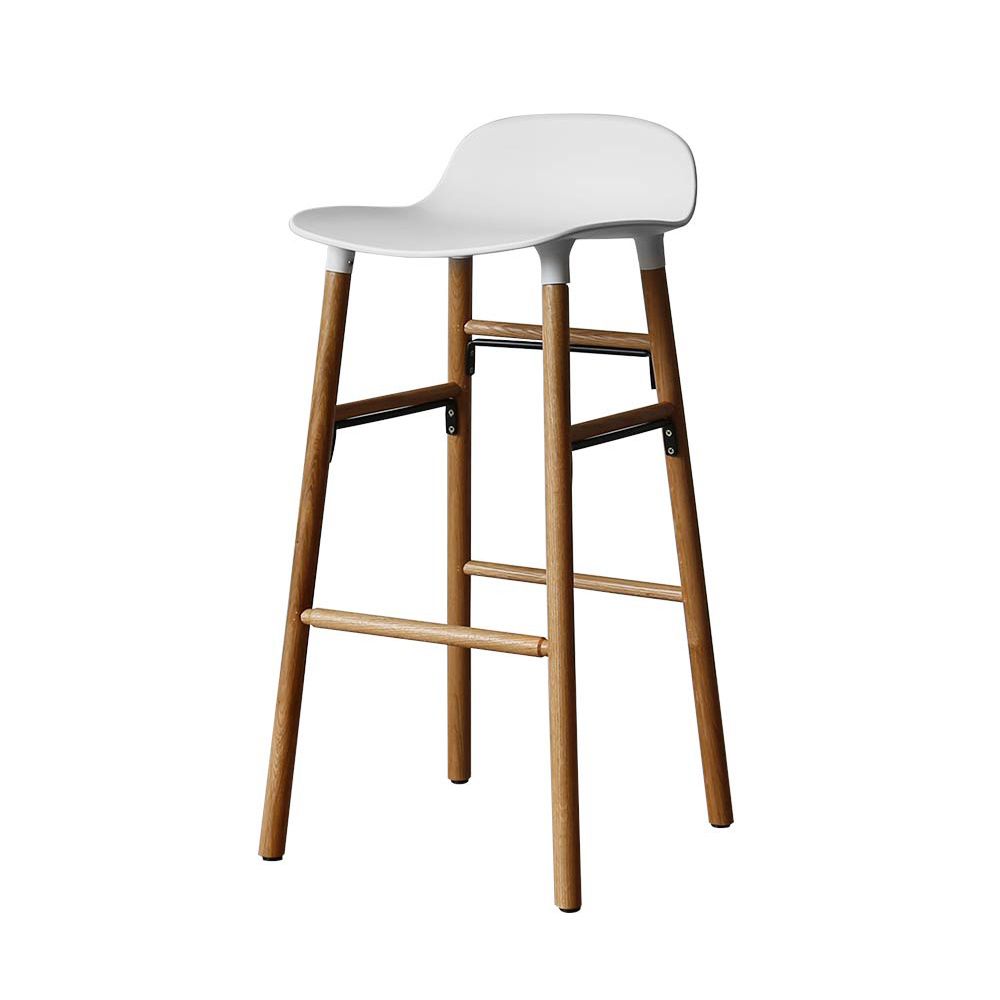 Modern Armless Backrest Counter Stool Wood Household Bar Stool with Plastic Seat