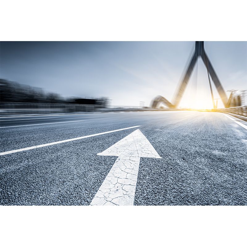 Photograph Style Morning Road Mural Giant Wall Covering for Dining Room, Made to Measure