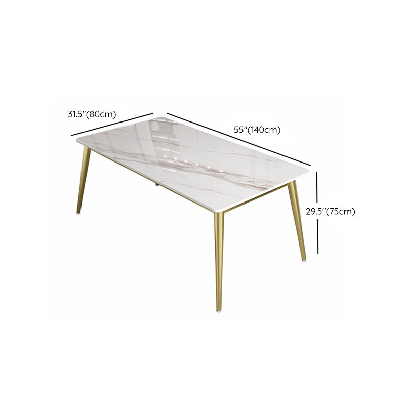 Slate and Metal Table Glam Style Minimalist Rectangular Dining Table
